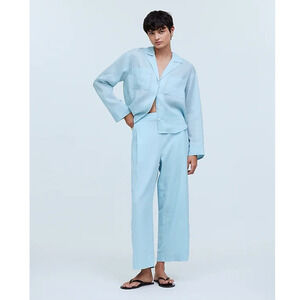 Madewell Pull On Straight Crop Linen Blend Casual Pants US Women's 10 New